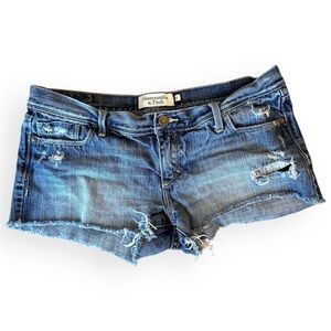 VTG Abercrombie & Fitch Y2K Low Rise Destroyed Denim Shorts Micro Mini 8